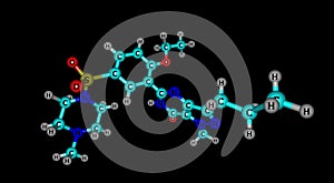 Sildenafil molecular structure isolated on black