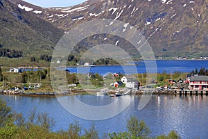Sildpollnes Church in Austvagooya on Lofoten Islands, Norway photo