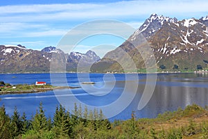 Sildpollnes Church in Austvagooya on Lofoten Islands, Norway photo
