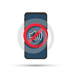 Silence cell phone sign vector illustration isolated on white background. Vector illustration.