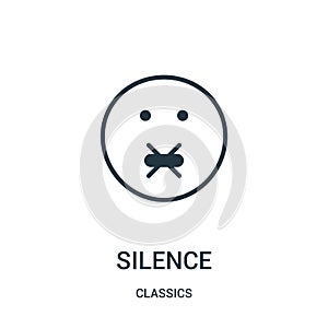 silence icon vector from classics collection. Thin line silence outline icon vector illustration. Linear symbol