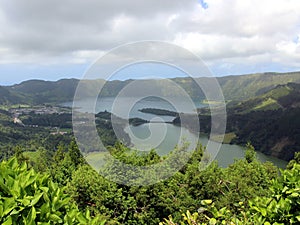 Silence and tranquility on the blue and green lakes in Sete Cidades