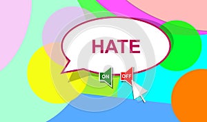 Silencing online hate. Censorship or ethics. Banner of dialog balloons. One speech bubbles. Internet.