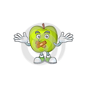 Silent granny smith apple character for health mascot