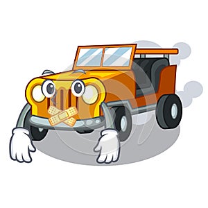 Silent jeep cartoon car in front clemency