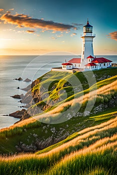 Silent Keeper of the Sea Lighthouse on Grassy Hill