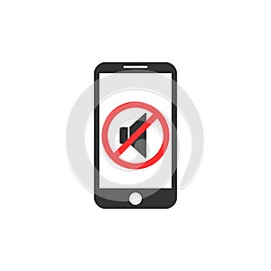 Silent mode of smartphone. Vibration.Soundless mode. Speaker icon. Vector illustration. Flat design.