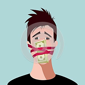 Silent for money, corruption concept