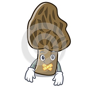 Silent morel mushroom mascot cartoon