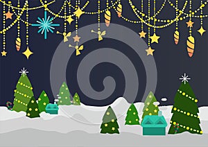 Silent night theme cartoon style