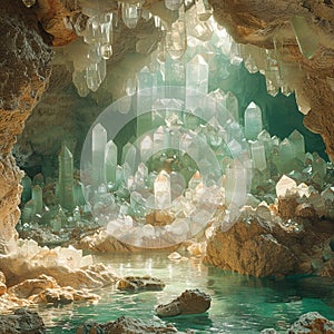 Silent repose in a cavern of crystals photo