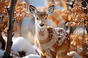 Silent Snowfall Elegant Deer in a Tranquil Winter Scene