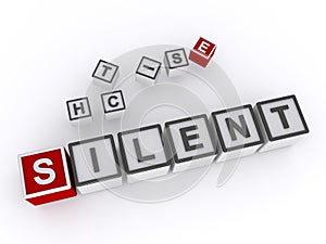 silent word block on white