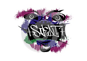 SILENT word graffiti tag art face