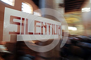 Silentium sign, request to be quiet