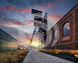 Silesian Museum during sunset.