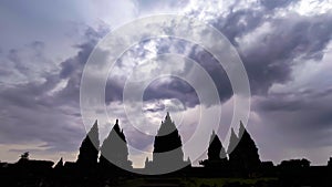 Silhouett of Prambanan temple and clouds