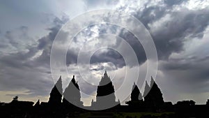 Silhouett of Prambanan Temple and clouds