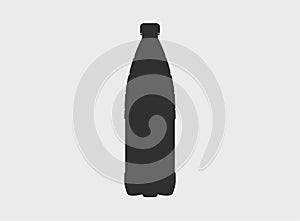 Silhouette of a 1.5 liter plastic bottle on a light background. Black water container outline