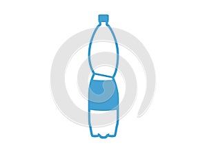 Silhouette of a 1.5 liter plastic bottle on a white background. The outline of the water container is blue