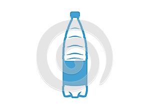 Silhouette of a 1.5 liter plastic bottle on a white background. The outline of the water container is blue