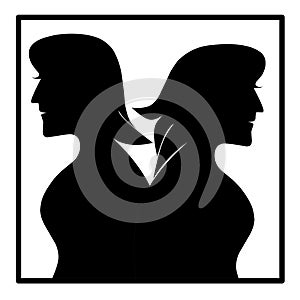 silhouette of 2 beautiful women. vector woman icon