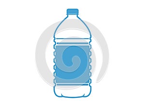 Silhouette of a 5 liter plastic bottle on a white background. The outline of the water container is blue