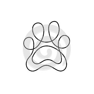 Silhouette of abstract paw as line drawing