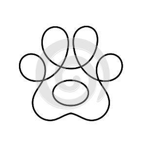 Silhouette of abstract paw as line drawing