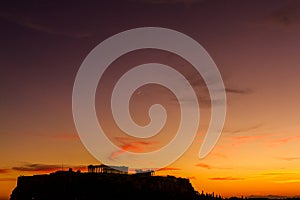 Silhouette of Acropolis during sunset