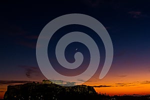 Silhouette of Acropolis during sunset