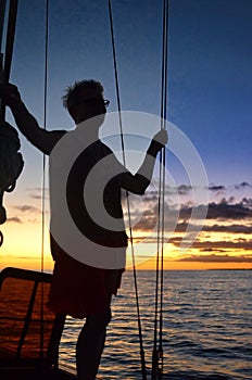 Silhouette admiring the Carribbean Sunset