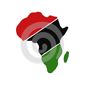 Silhouette of Africa continent in black, red, green colores. Happy Kwanzaa traditional african american ethnic holiday