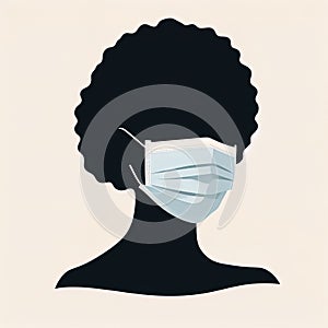 silhouette of an african women wearing a facemask on her face