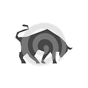 Silhouette of aggressive bull icon - Illustration