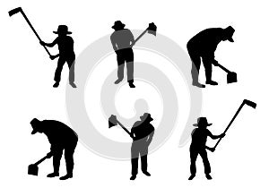 Silhouette Agriculturist cartoon shape