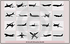 Silhouette of airplane shadow,Military aircrafts icon set,Fighter jet aircraft silhouette vector