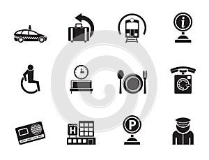 Silhouette airport, travel and transportation icons 2