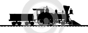 Silhouette of an American steam locomotive from the 1850s photo