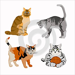 Silhouette, animal, background, cats, illustration, black, cartoon, decoration, set, halloween, design, badge, pet, graphics, fabr