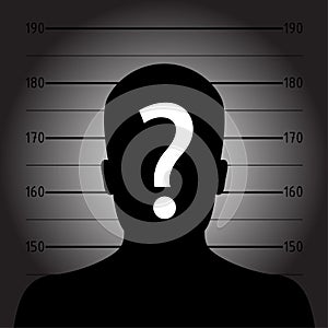 Silhouette of anonymous man in mugshot or police lineup