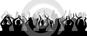 Silhouette of applauding crowd close-up. Vector illustration