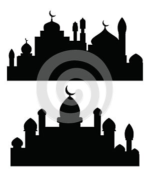 Silhouette of Arabic architecture featuring a mosque roof