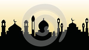 Silhouette of Arabic architecture featuring a mosque roof