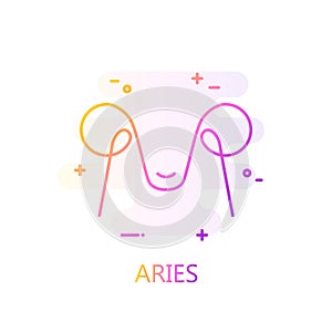 Silhouette of Aries in color line style. Vector