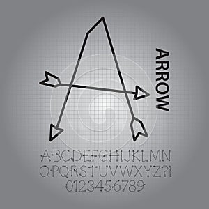 Silhouette Arrow Alphabet and Numbers Vector