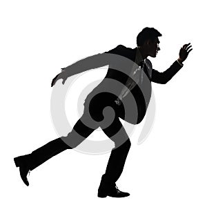 Silhouette of Asian business man running