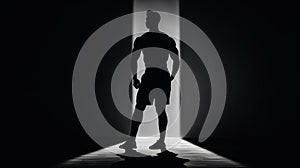 silhouette of an athlete man on black background generative AI