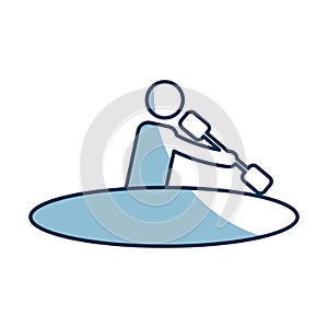 Silhouette of athlete practicing kayak