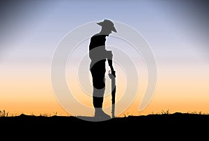 ANZAC soldier Silhouette at dawn. photo
